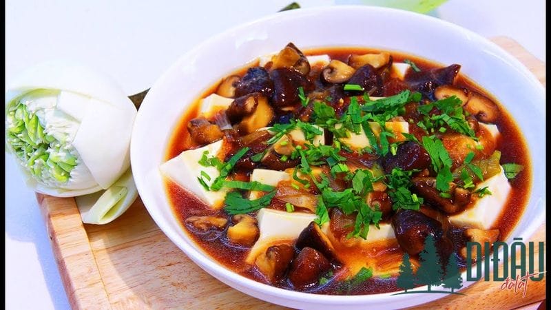 Đậu hủ om nấm đông cô