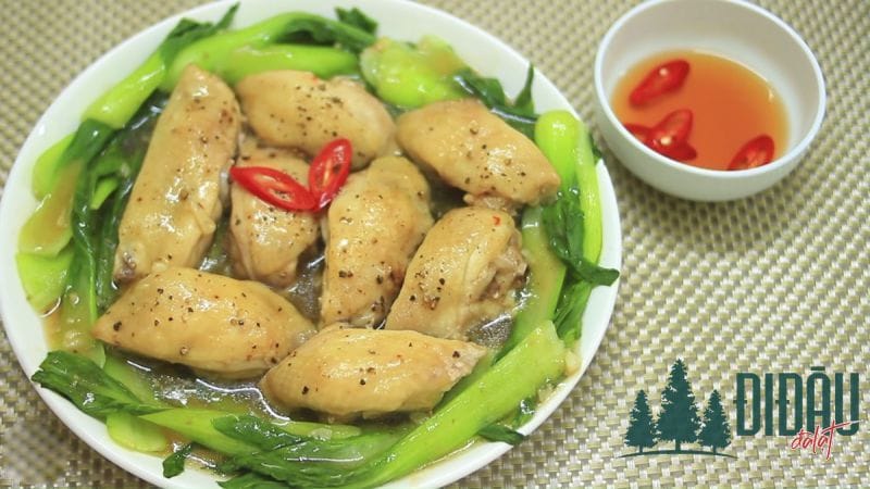 Gà hấp cải thìa 