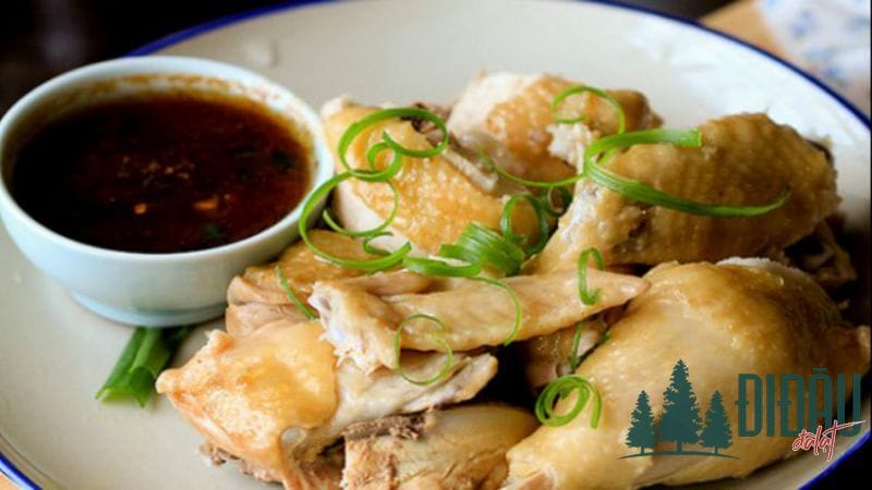 Gà hấp mỡ hành 