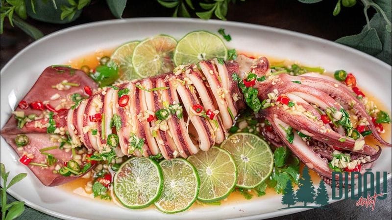 Mực hấp kiểu Thái