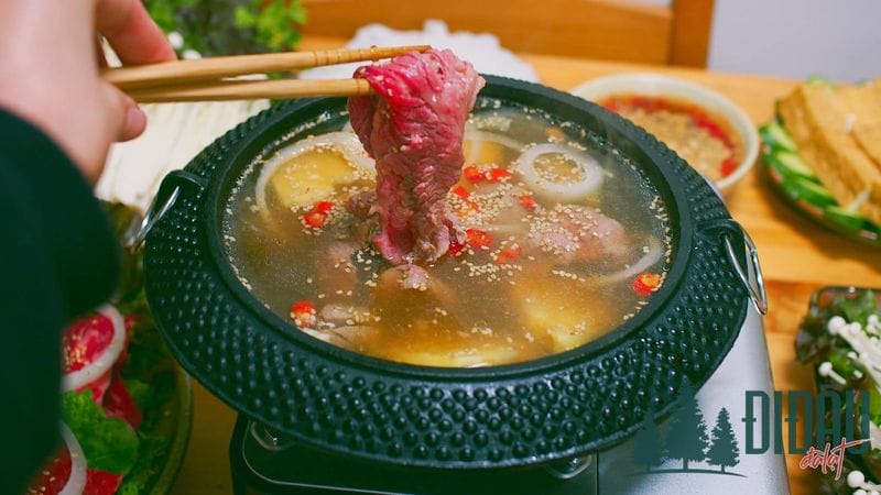 lẩu bò nhúng dấm