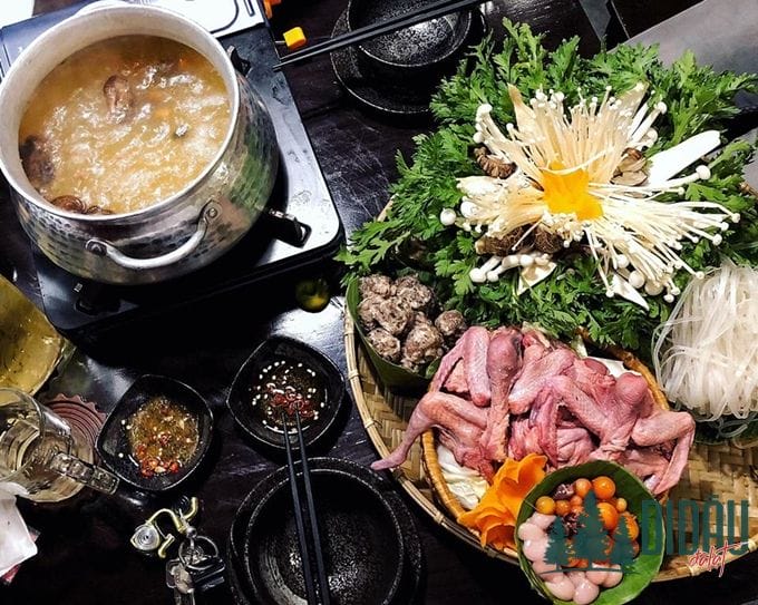 lẩu nấm chim chim kê mọc