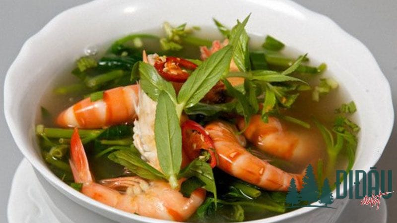 Canh chua tôm rau muống