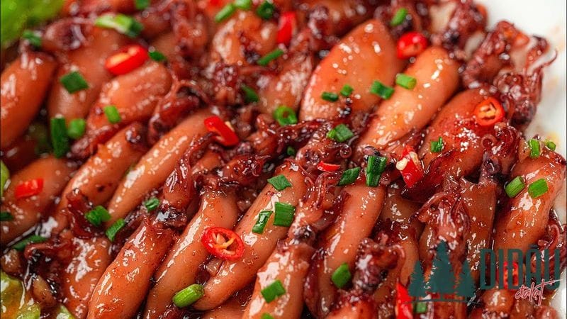 Mực chiên sốt tỏi
