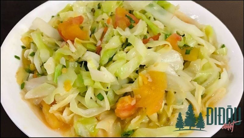 Rau bắp cải xào tỏi ớt
