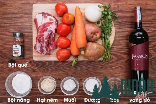 Nguyên liệu làm bò sốt vang